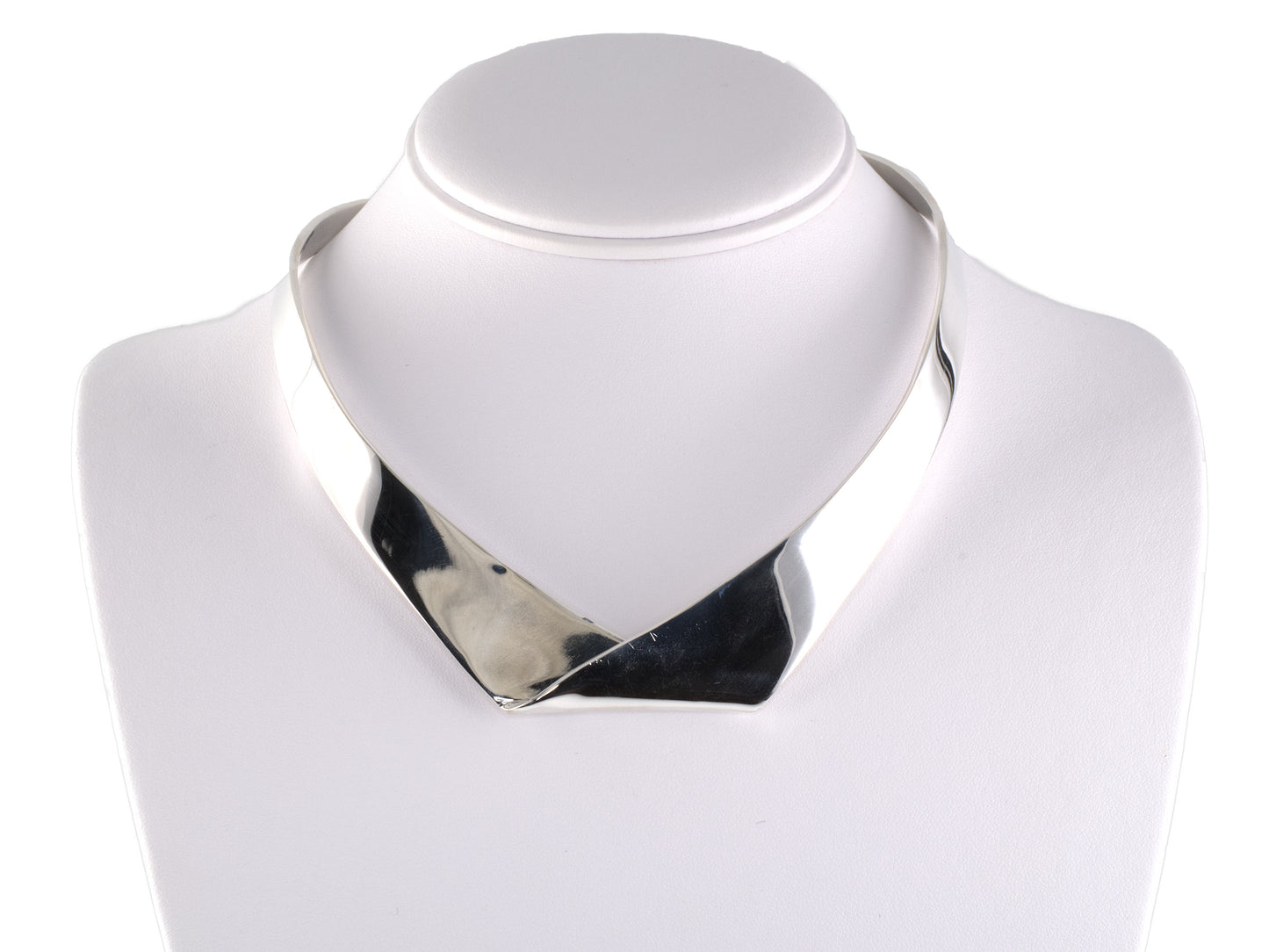 45578 - Alicia Sterling Silver Folded Over Ribbon Mexico Collar Necklace