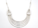 45579 - Egyptian Style Sterling Silver Nesting Curved Bars Adjustable Collar Necklace