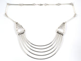 45579 - Egyptian Style Sterling Silver Nesting Curved Bars Adjustable Collar Necklace