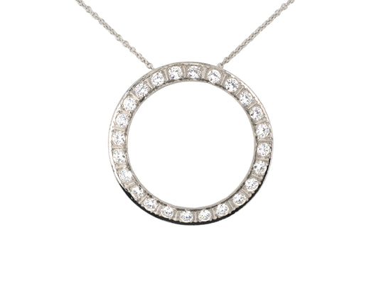 45583 - Circa 1950s Platinum Diamond Circle Pendant Necklace