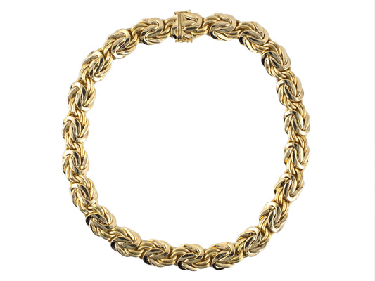 45584 - Abel & Zimmerman German Gold Woven Knot Link Necklace