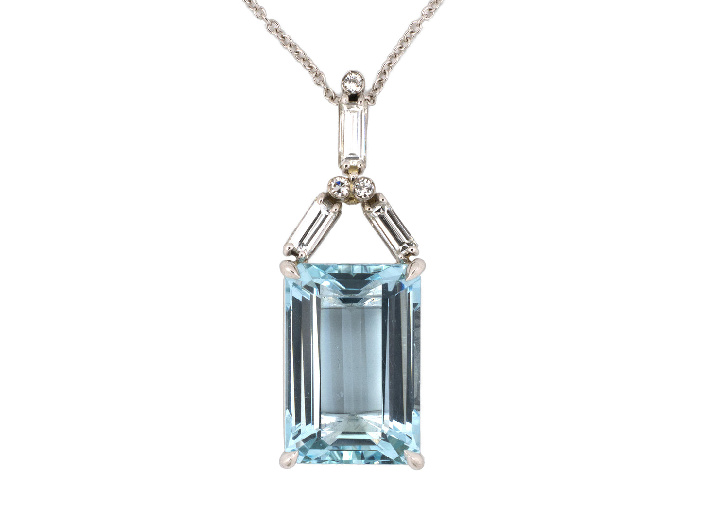 45585 - Gold Diamond Aqua Flexible Pendant Necklace