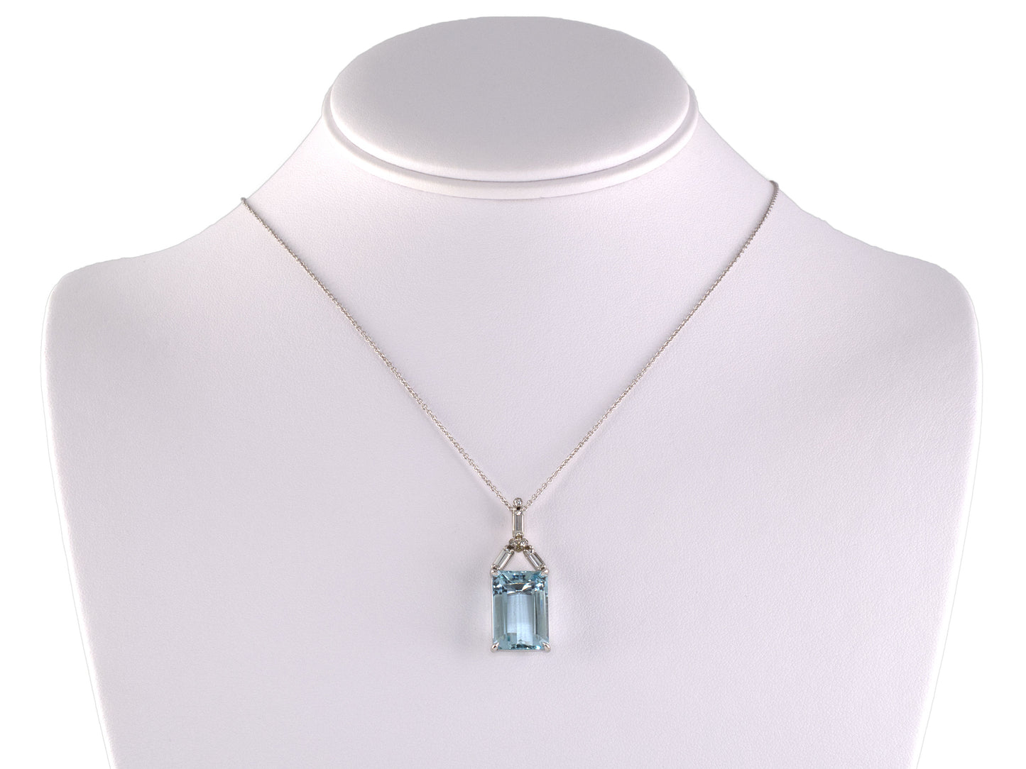 45585 - Gold Diamond Aqua Flexible Pendant Necklace