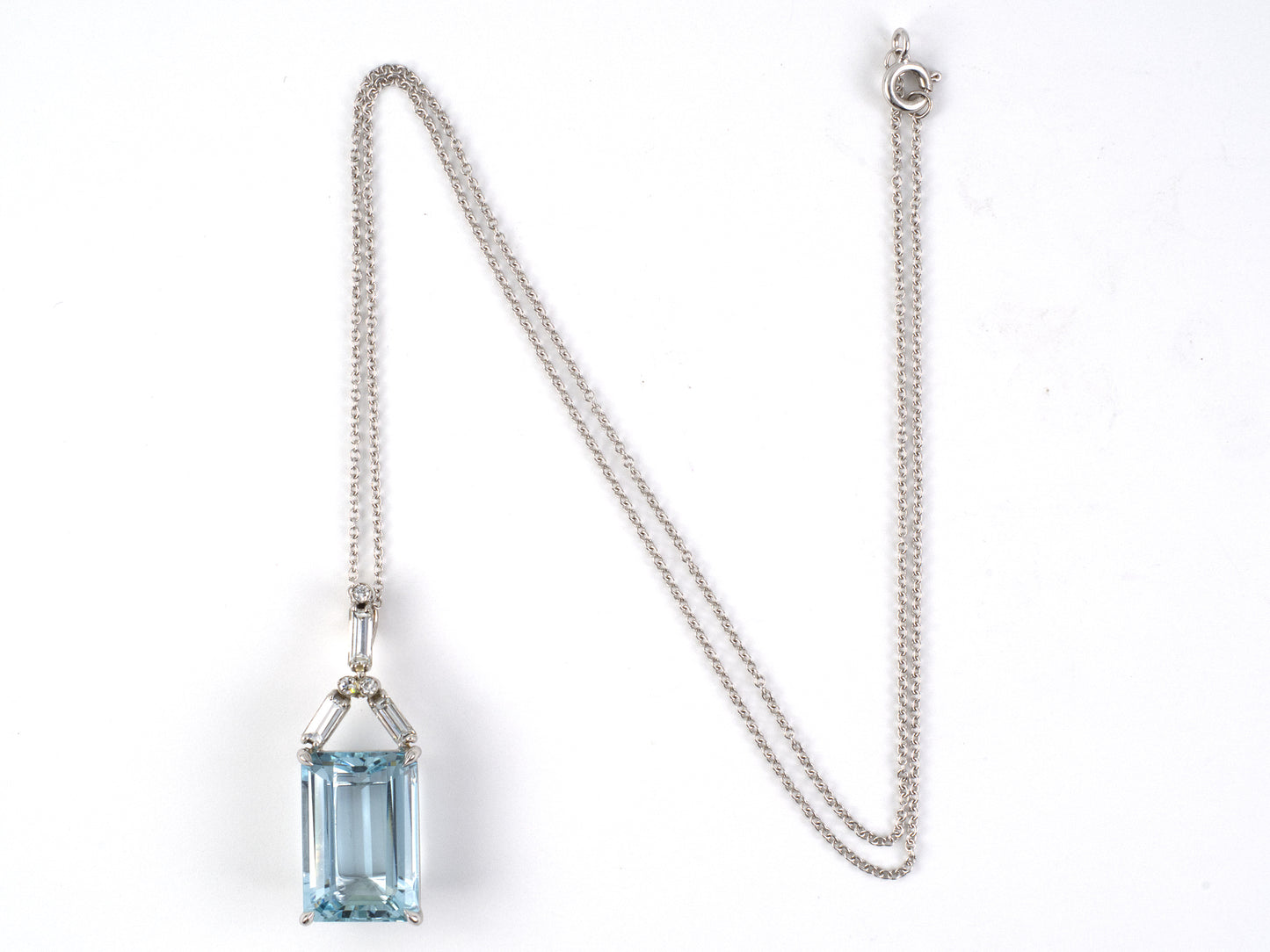 45585 - Gold Diamond Aqua Flexible Pendant Necklace