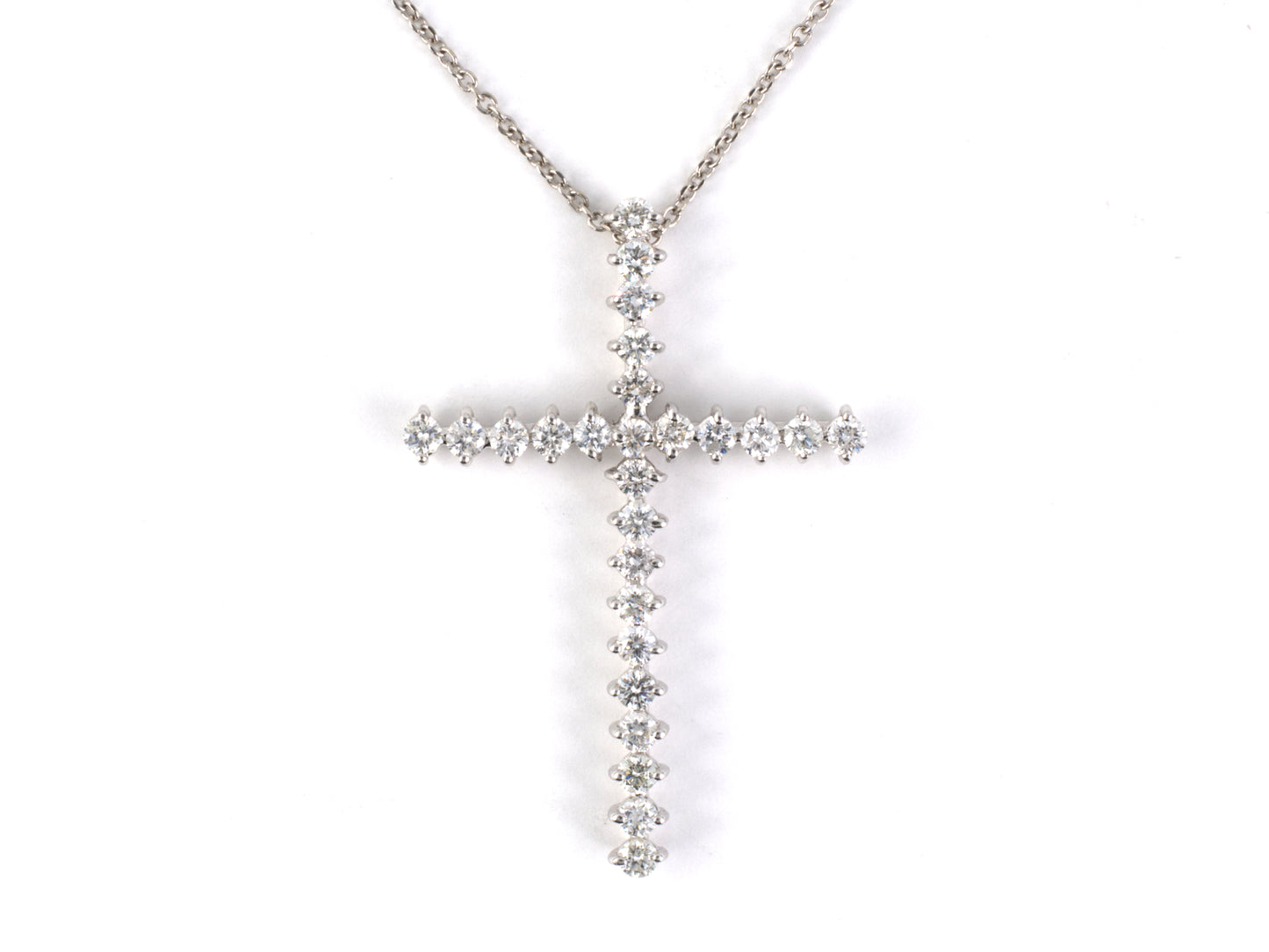 45587 - Gold Diamond Prong Set Cross Pendant Necklace