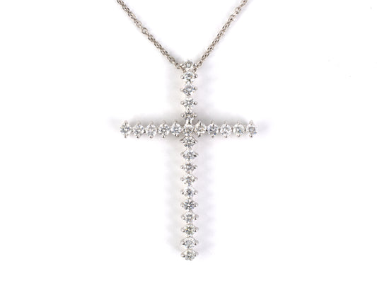 45587 - Gold Diamond Prong Set Cross Pendant Necklace