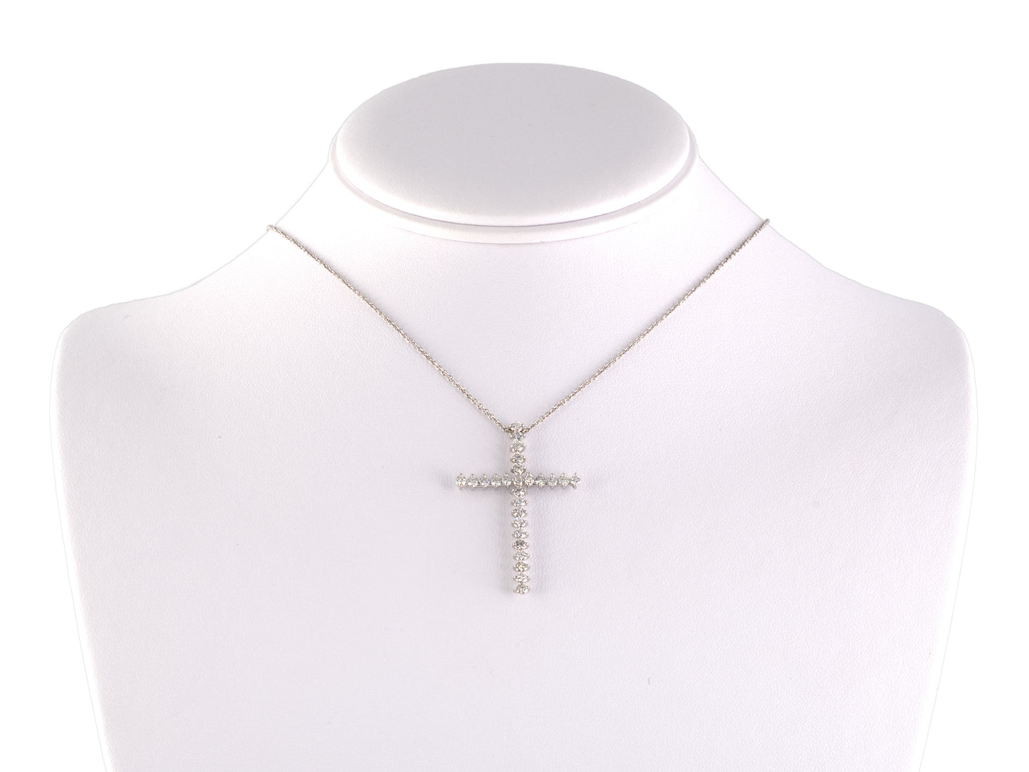 45587 - Gold Diamond Prong Set Cross Pendant Necklace