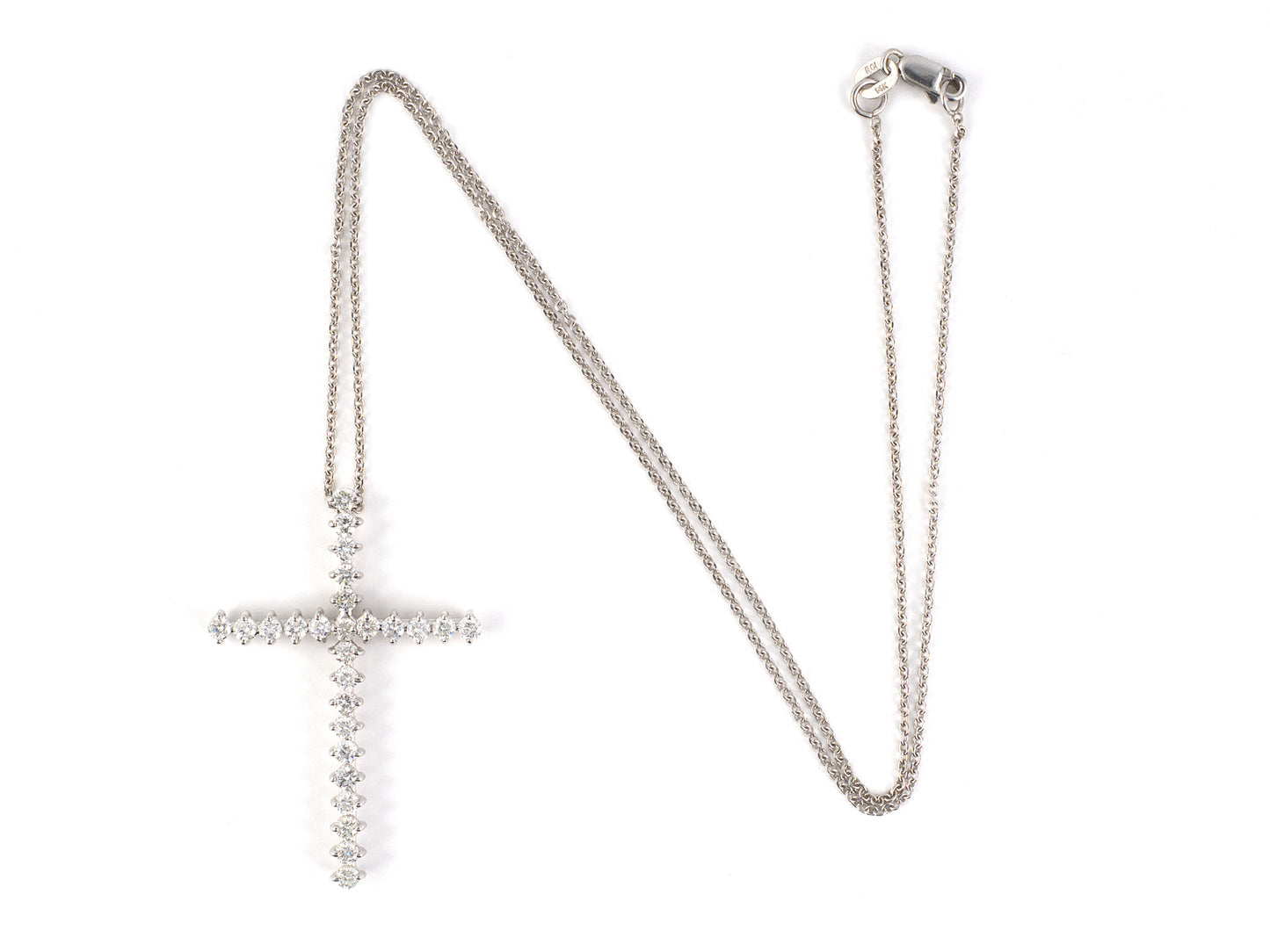 45587 - Gold Diamond Prong Set Cross Pendant Necklace