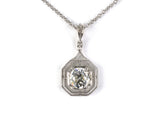 45589 - Platinum Diamond Octagonal Tiered Merry Widow Drop Pendant Necklace