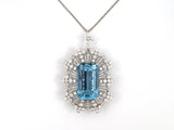 45592 - Circa 1950 Platinum Aqua Diamond Spray Pendant