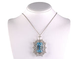 45592 - Circa 1950 Platinum Aqua Diamond Spray Pendant