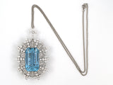45592 - Circa 1950 Platinum Aqua Diamond Spray Pendant