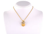 45593 - Buccellati Gold Stippled Carved Florentine Floral Fruit Pendant Necklace
