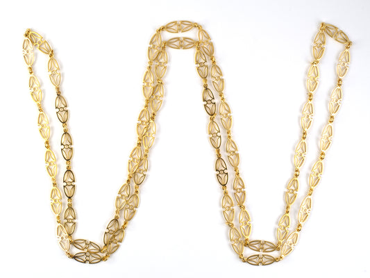 45594 - Circa 1970s Gold Oval Open Scroll Link Necklace