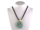 45598 - Gold Diamond Carved Jadeite Dragon & Phoenix Disc Pendant Necklace
