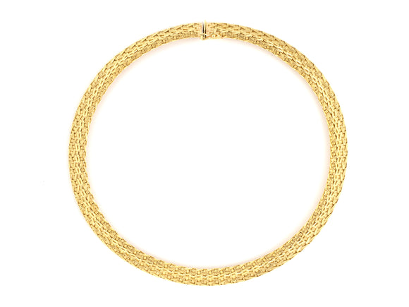 45601 - 1980's Italy Gold Mesh Woven Wire Necklace