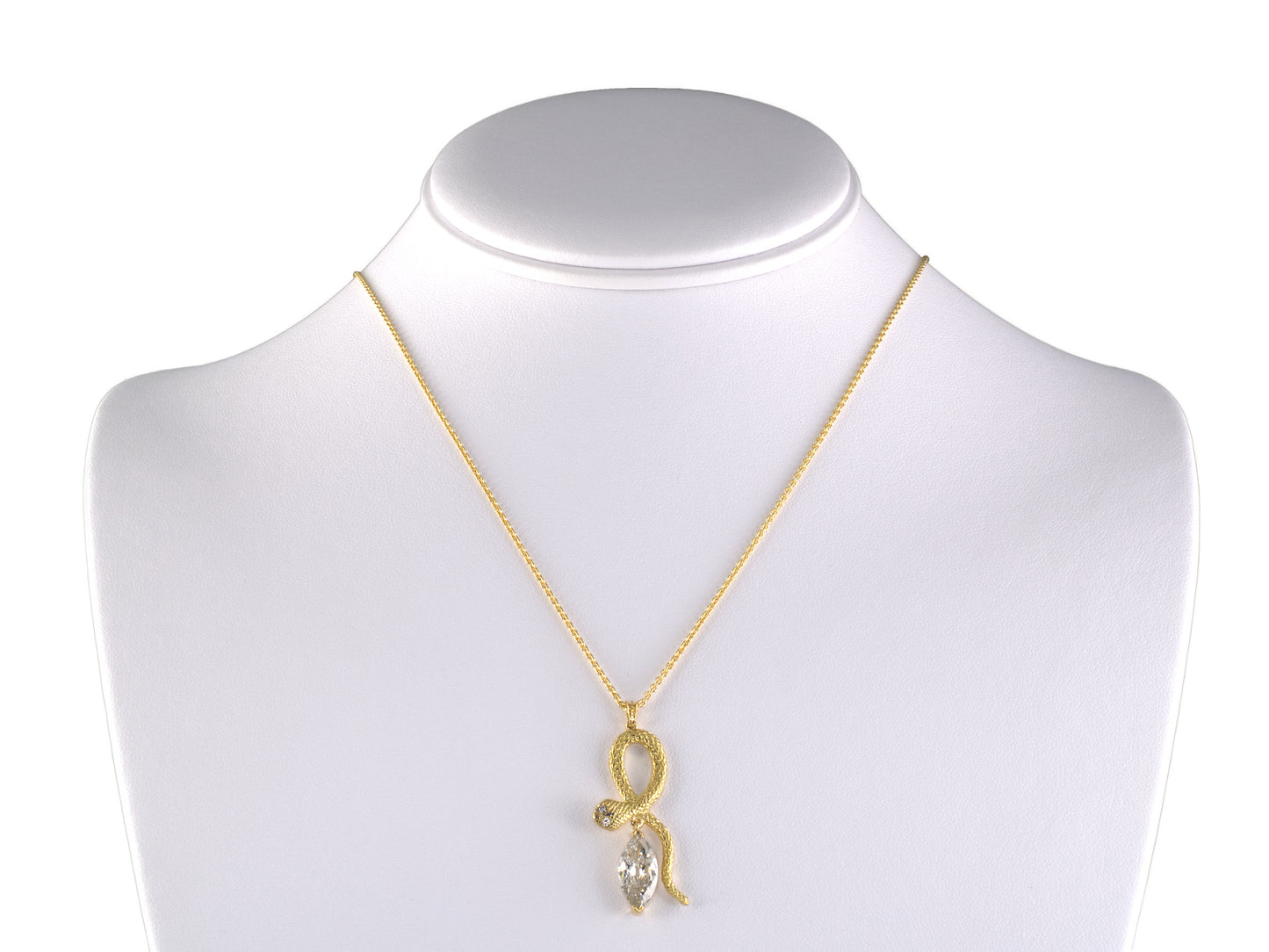 45603 - SOLD - Gold GIA Diamond Carved Snake Pendant Necklace