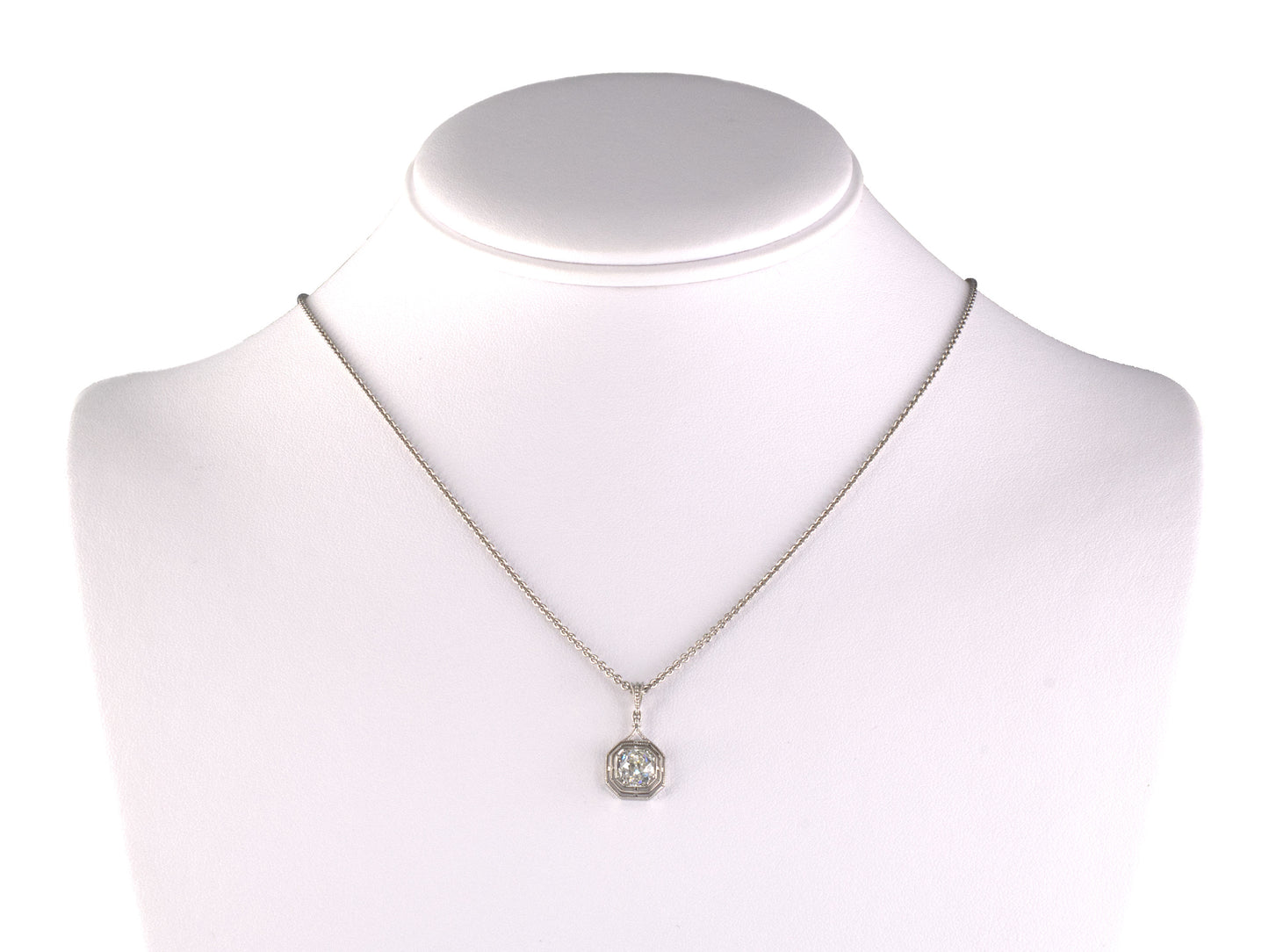 45606 - Platinum Diamond Tiered Octagonal Merry Widow Pendant