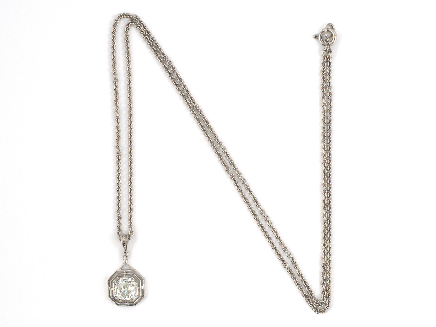 45606 - Platinum Diamond Tiered Octagonal Merry Widow Pendant