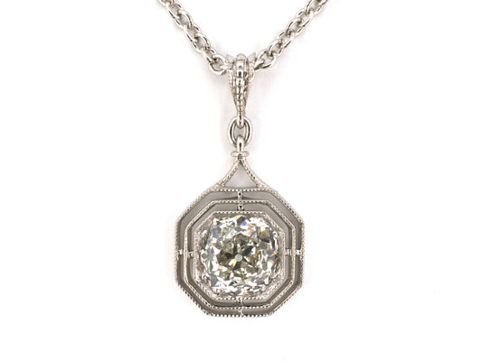 45607 - Platinum Diamond Tiered Octagonal Merry Widow Pendant
