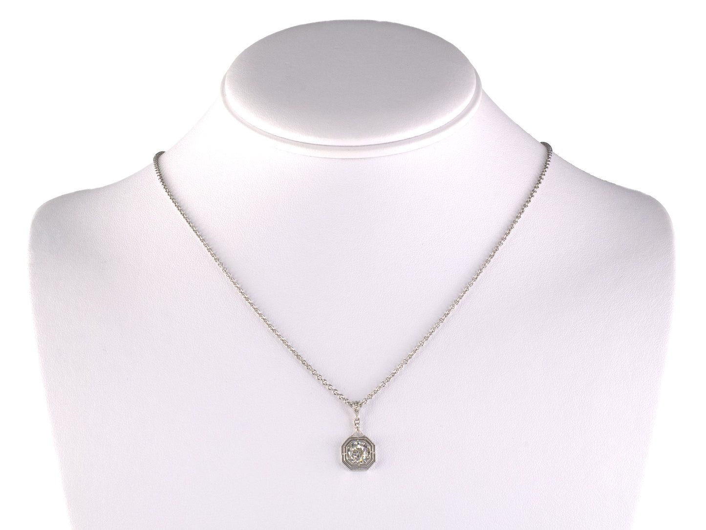 45607 - Platinum Diamond Tiered Octagonal Merry Widow Pendant