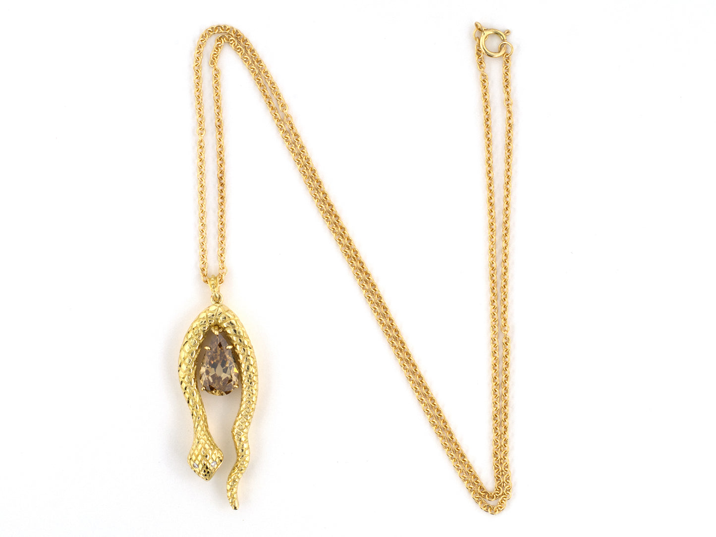 45608 - Gold GIA Yellow-Brown Diamond Wrap Around Carved Snake Pendant