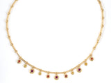 45612 - Circa 1990s Chaumet Anneav Gold Ruby Sapphire Festoon Drop Necklace