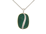 45614 - Platinum Gold Diamond Cabochon Emerald Pendant Necklace
