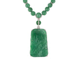 45616 - "Cerro" Platinum Diamond GIA Carved Jadeite Pendant Necklace