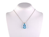 45617 - Platinum Aqua Diamond Pear-Shape Pendant Necklace