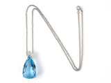 45617 - Platinum Aqua Diamond Pear-Shape Pendant Necklace