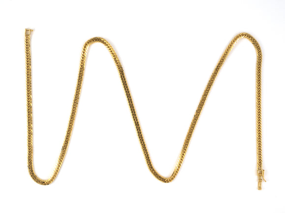 45619 - 18k Flat Curb Link  4.0 mm Wide  Chain Necklace