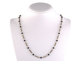 45620 - Circa 1920 Gold Black Onyx Bead Black Enamel Alternating Link Necklace