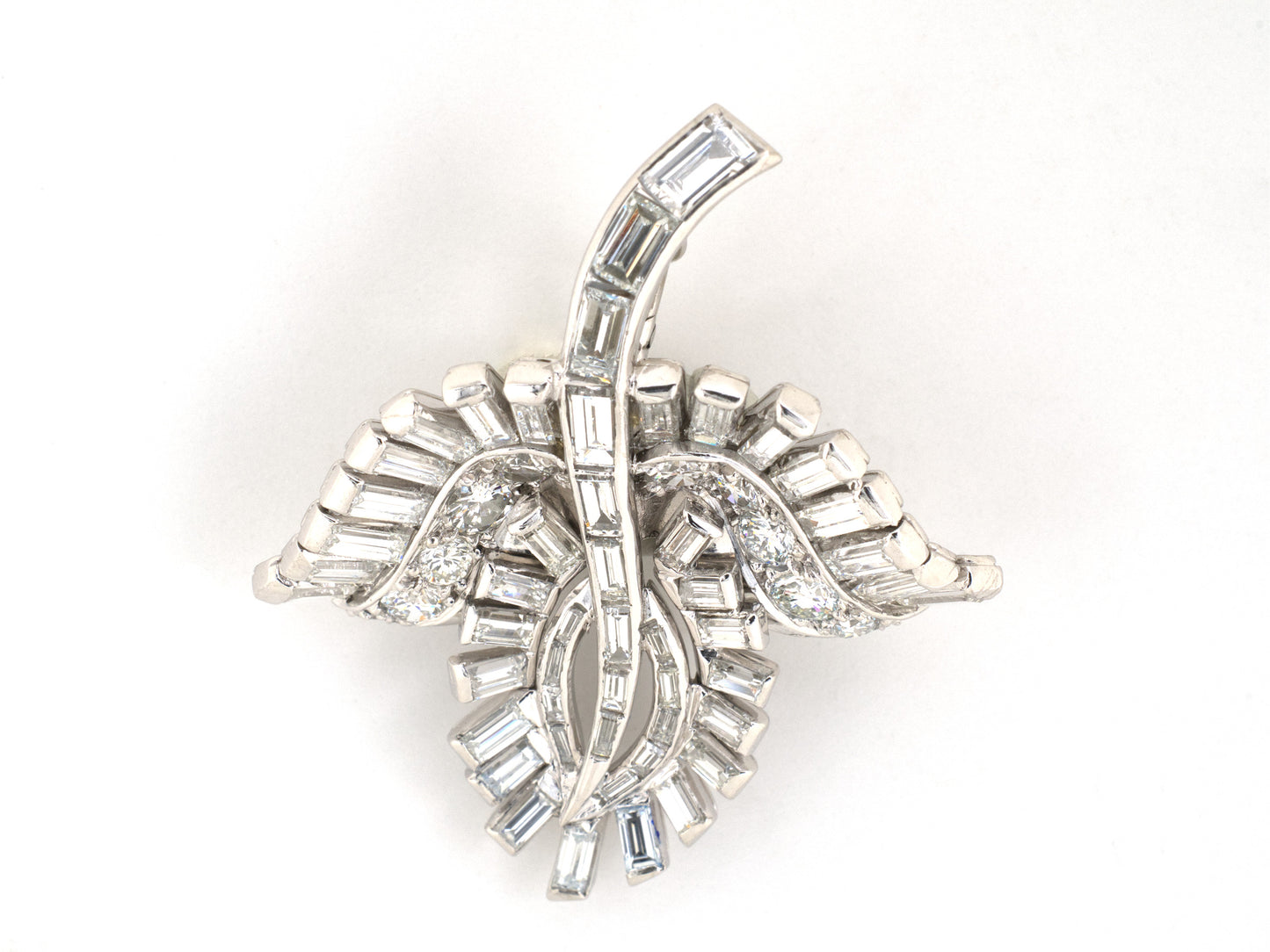 45622 - Art Deco Circa 1940 Platinum Diamond Faceted Turquoise Floral Removable Pendant Necklace