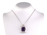 45623 - Platinum Diamond Cabochon Amethyst Pagoda Pendant Necklace