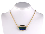 45627 - Balestra Italian Gold Diamond Black Opal Oval Pendant