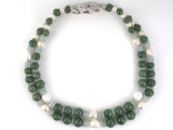 45628 - Gold Diamond Jadeite South Sea Baroque Pearl 2- Strand Nesting Necklace