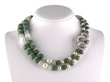 45628 - Gold Diamond Jadeite South Sea Baroque Pearl 2- Strand Nesting Necklace