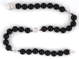 45630 - Italy Gold Diamond Black Onyx Crystal Amethyst Necklace