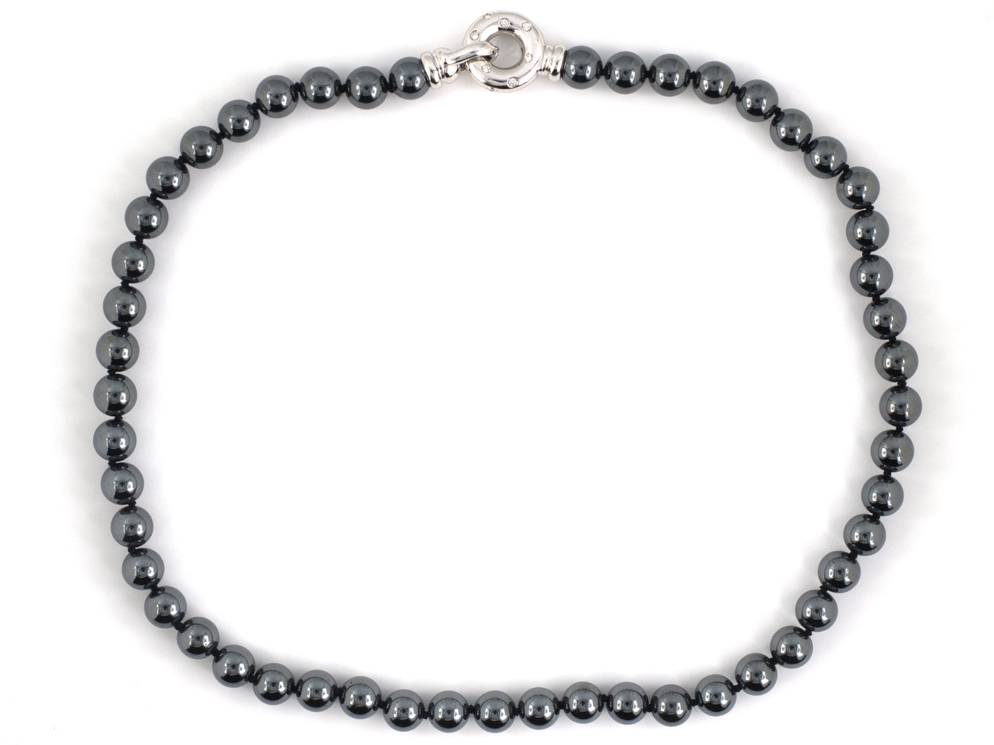 45632 - Italian Gold Diamond Hematite Beads Necklace