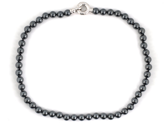 45632 - Italian Gold Diamond Hematite Beads Necklace