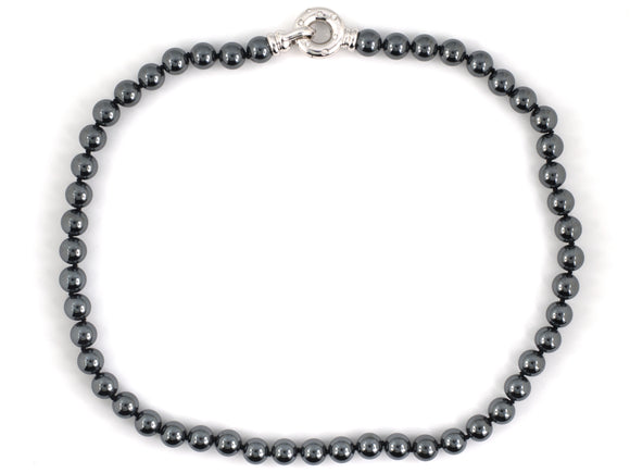 45632 - Italian Gold Diamond Hematite Beads Necklace