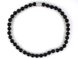 45633 - Italy Gold Diamond Platinum Rondel Black Onyx Necklace
