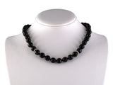 45633 - Italy Gold Diamond Platinum Rondel Black Onyx Necklace
