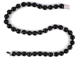 45633 - Italy Gold Diamond Platinum Rondel Black Onyx Necklace
