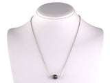 45641 - Platinum Diamond Tahitian Black Pearl Sliding Pendant Necklace