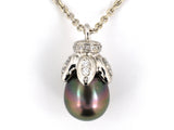 45643 - Barnett Robinson Platinum Diamond Tahitian Black Pearl Pendant