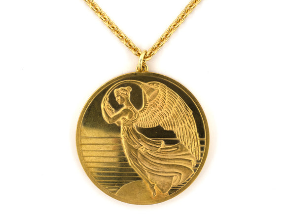 45644 - 24K Gold Angel in Relief Medallion Pendant