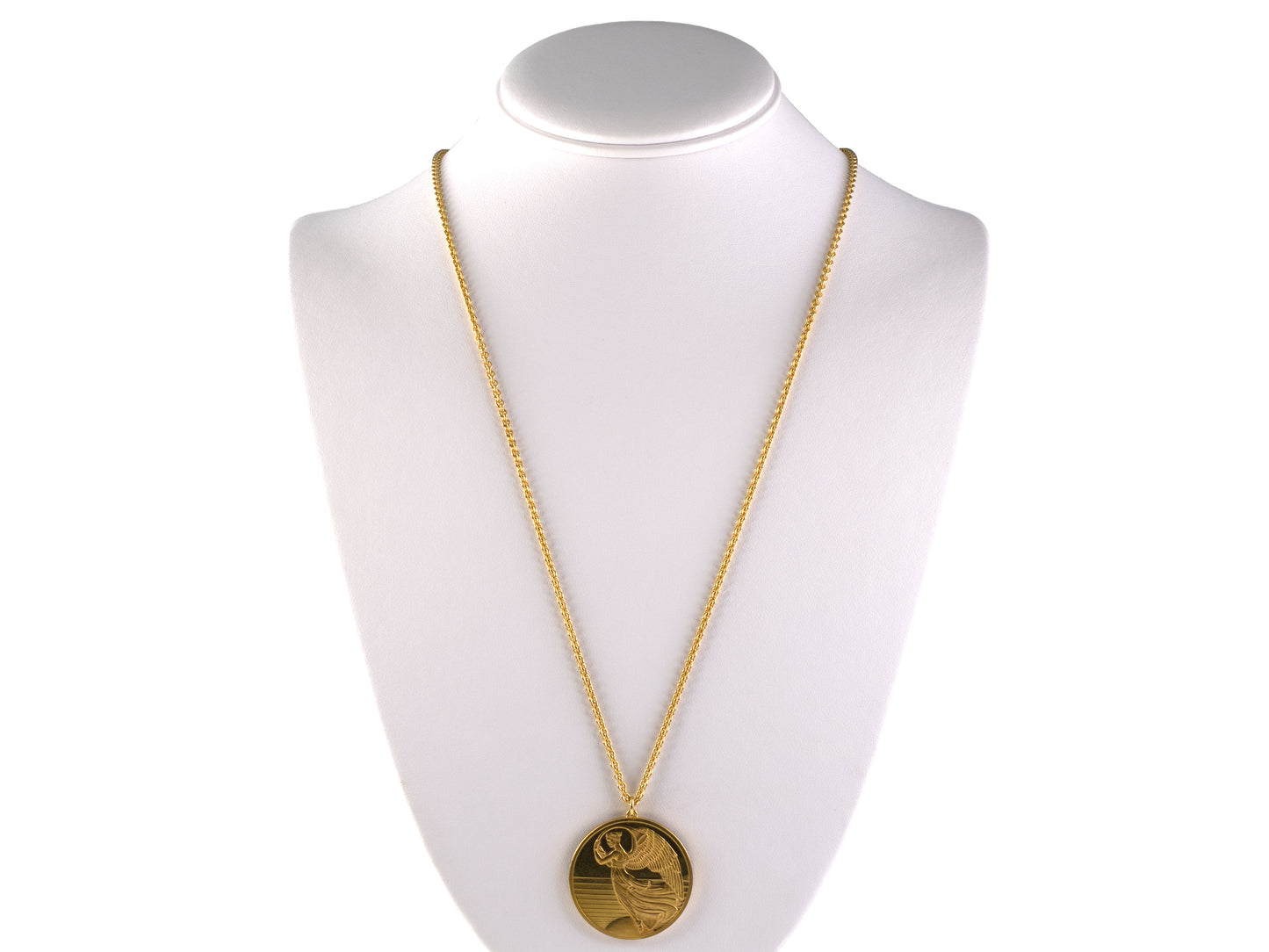 45644 - 24K Gold Angel in Relief Medallion Pendant