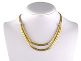 45645 - Gold Diamond Swirl Ornament Florentine Herringbone Bib Style Necklace